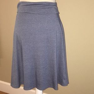 Lularoe Solid Chambray Blue LLR Azure Midi Skirt Classic A-Line XS
